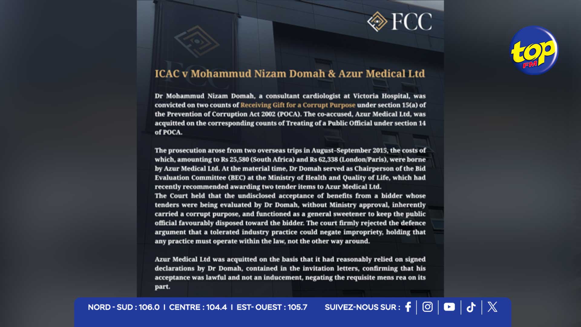 Affaire ICAC vs Domah : verdict de culpabilité pour le cardiologue ...